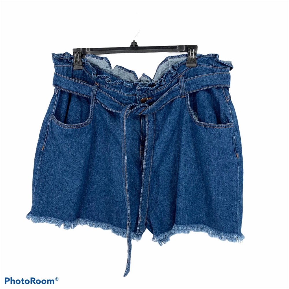 Pretty Little Thing Paper Bag Waist Denim Shorts